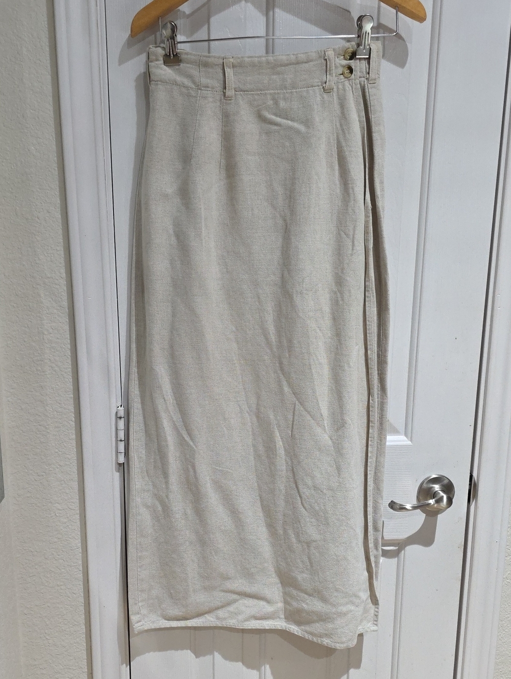 Woolrich Vintage Classic Cream Long Linen-Blend Skirt Size 6